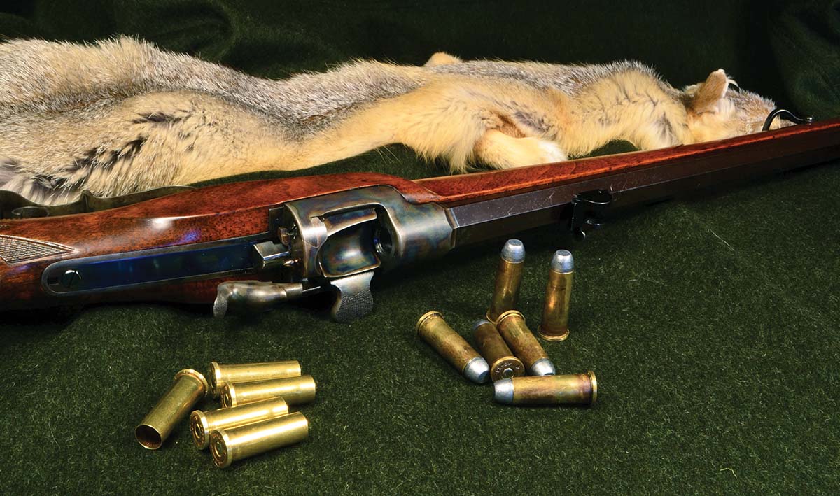 Frülich-Werndl stutzen rifle, with loaded rounds. A lovely little black-powder carbine for short-range shooting.